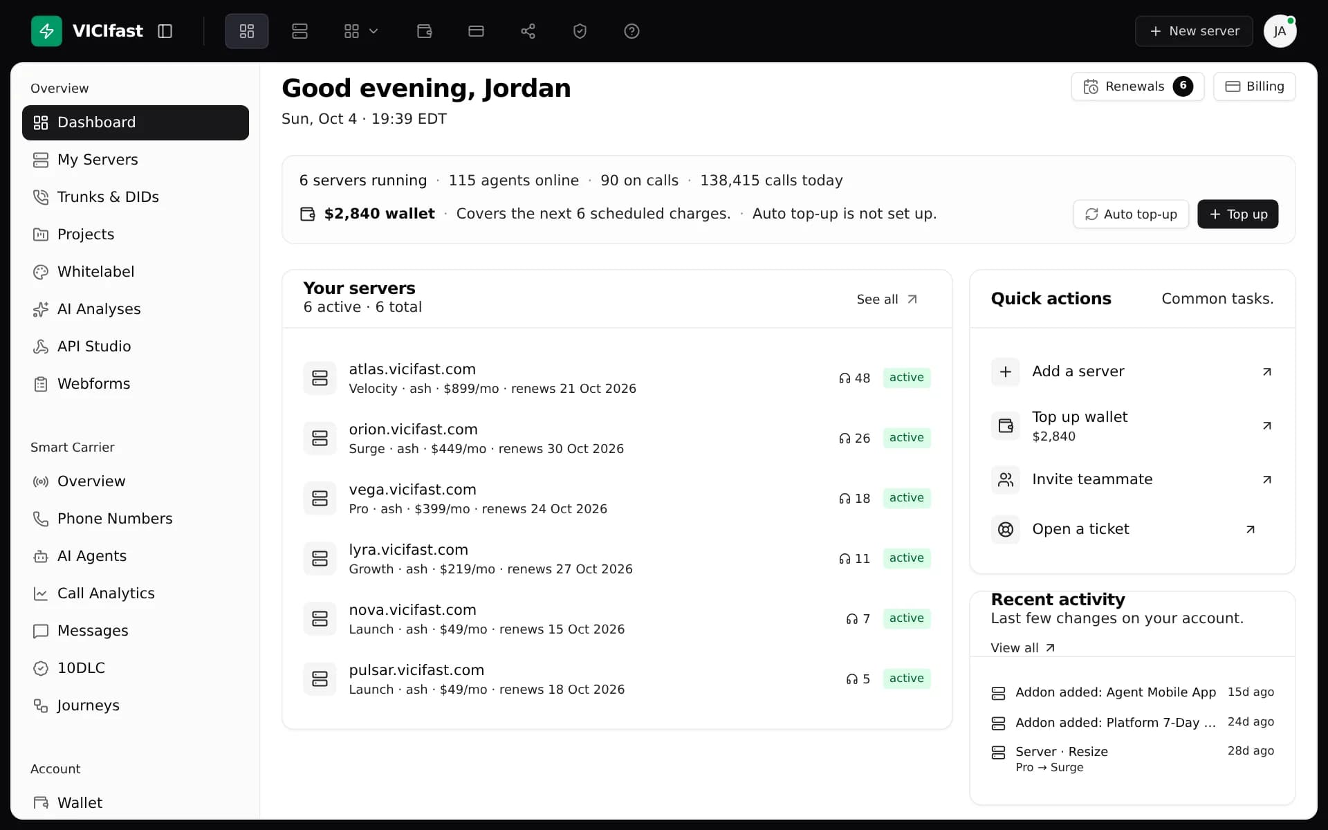 Fleet dashboard - VICIfast dashboard screenshot